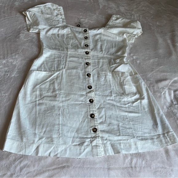 Sold! ❤️Madewell Linen-Cotton Puff-Sleeve Mini Dress - Picture 5 of 15